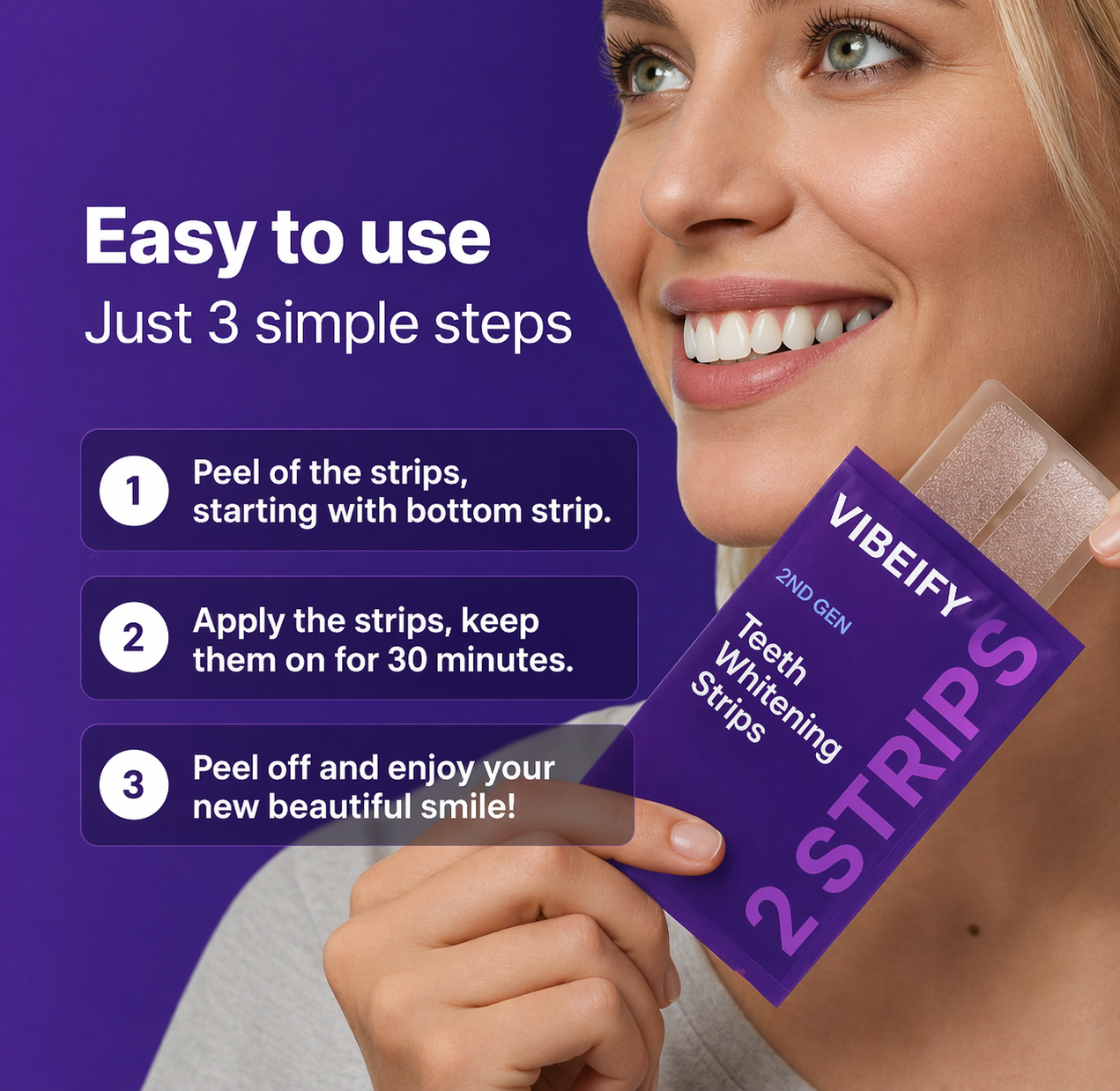 Vibeify Purple Teeth Whitening Strips